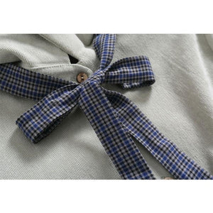 Bow Tie Button Corduroy Shirt One-Piece Dress J10003