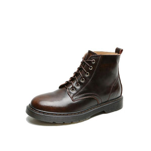 British Style Leather All Solid Martin Jump Boots Brown / 34 Shoes