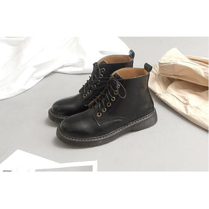 British Style Leather All Solid Martin Jump Boots Shoes