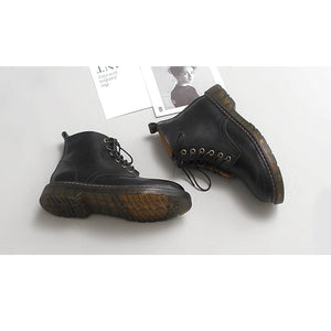 British Style Leather All Solid Martin Jump Boots Shoes