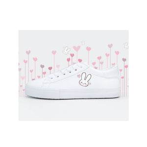 Bunny Kitty Print Casual Shoes Pu Slip-On Classic White / 35 Sneakers