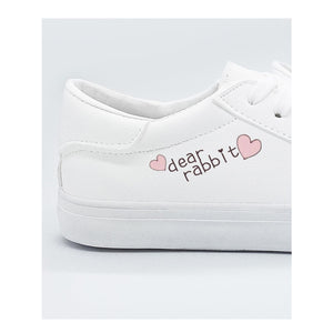Bunny Kitty Print Casual Shoes Pu Slip-On Classic White Sneakers