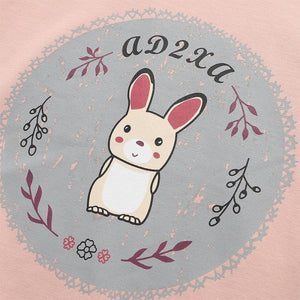 Bunny Print Bow Tie Shirt Two-Piece Sweatshirt J10029