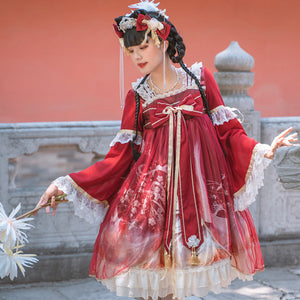 Chinese Style New Year Lolit High Waist Dress