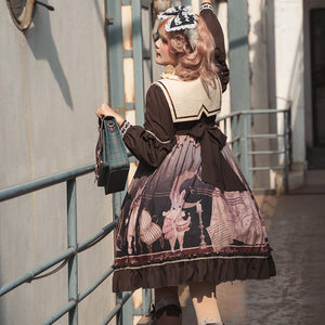 Daily Lovely Printed Slim Lolita Long Sleeve Dress