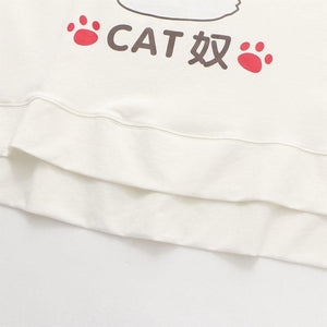 Cartoon Cat Star Print Lace Up Bow Sleeves Sweatshirt J10011