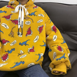 Casual Dinosaurs Print Oversized Hoodie J10017 Sweatshirt