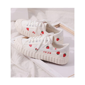 Casual Strawberry Print Shoes Breathable Canvas Sneaker J40365 Sneakers