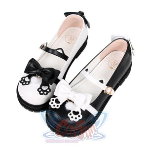 Cat Claw Ears Bow Buckle Flats Lolita Mary Janes Shoes J40374