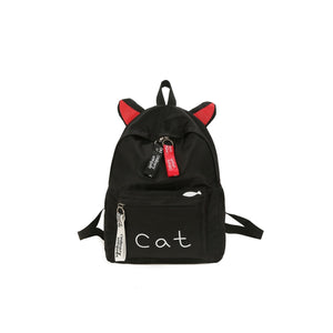 Cat Ears Canvas Backpack Black / One Size