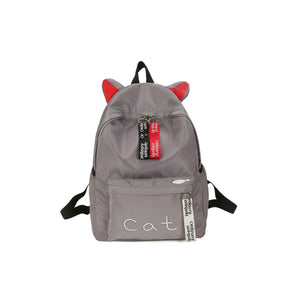 Cat Ears Canvas Backpack Gray / One Size