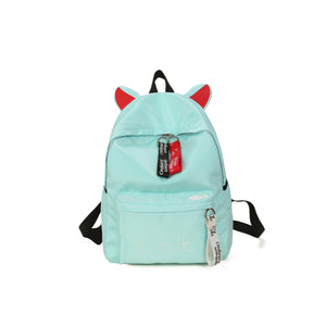 Cat Ears Canvas Backpack Green / One Size