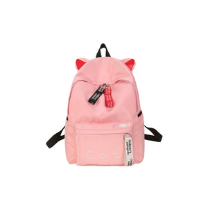Cat Ears Canvas Backpack Pink / One Size