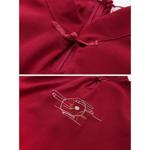 Cheongsam Statement Tassel Frog Embroidery Mandarin Collar Dress J40073