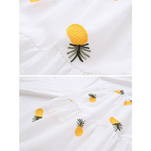Cherry Strawberry Pineapple Embroidery A-Line Pleated Skirt