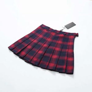 Classical Retro Punk Style Tartan Plaid A-Line Skirt Mp006273 Red / Xs