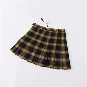 Classical Retro Punk Style Tartan Plaid A-Line Skirt Mp006273 Yellow / Xs