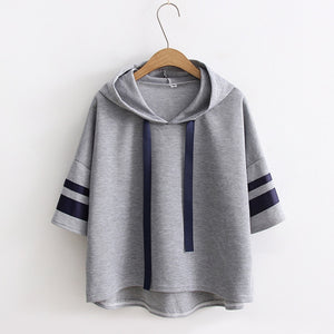 College Style Short Sleeve Sweat Shirt Hooded Sport T-Shirt Mp006253 Gray / One Size T-Shirt