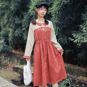 Comely Kimono- Inspried Floral Perter Pan Collar Ruffle High-Low Dress J40033