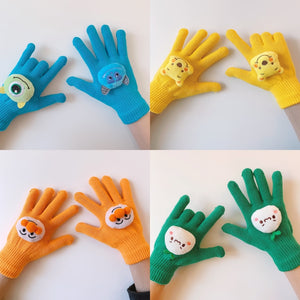 Couple Cute Little Monster Cartoon Students Warm Winter Handmade Gloves