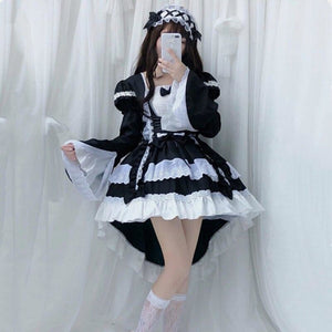Court Maid Lace Trim Bow Princess Lolita Kawaii Dress Mp006100 Black / M