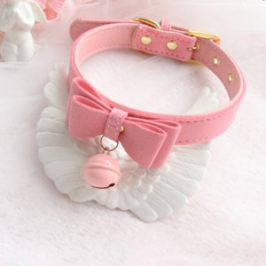 Cute Bow Small Bell Wristband Anklet Armlet Suede Bracelets Choker Pink Props & Accessories