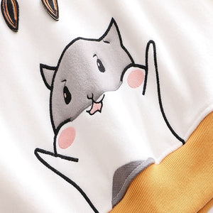 Cute Little Hamster Color Block Hoodie Sweatshirt