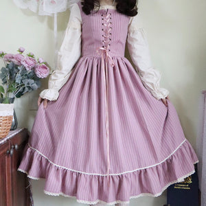 Autumn Vintage Stripe Lolita Long-sleeved Dress