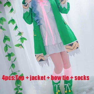 Date A Live Yoshino Himekawa Cosplay Costumes W Green Hooded Women Girls Coat Halloween With Socks B
