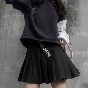 Devil Angel Love Heart Print Color-Block Hoodie Pleated Skirt J40336 Sweatshirt