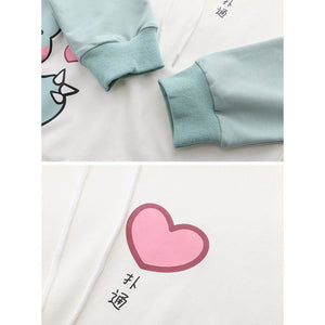 Dinosaur Love Heart Print Color Block Hoodie Mp005934 Sweatshirt
