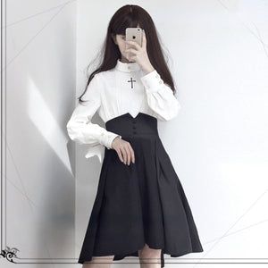 British Retro Gothic High Waist Lolita Skirt