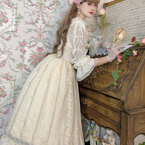 Spring Elegant Embroidered Lolita High Waist Skirt