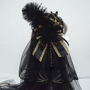 Original Gorgeous Lolita Feather Veil Hat