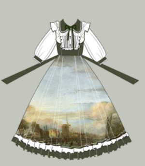 Oil Painting Pastoral Style Retro Sweet Spring And Summer Lolita Dress