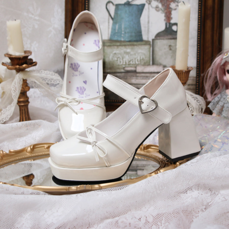 Elegant Square Toe Chunky High Heel Lolita Shoes S22459