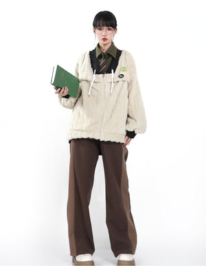 Beige Fur Coat Green Shirt Winter Suit