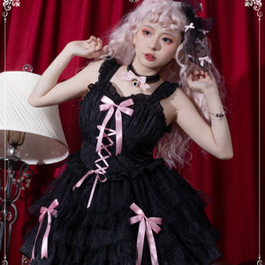 Sweet and Cool Gothic Lolita Slip Dress and Long-sleeved Dress