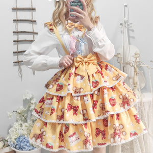 Daily Lovely Lolita Printed Short Strap Skirt