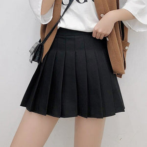 Fashion Solid Pleated Skirt Black Skirt / Xs(37-42Kg)