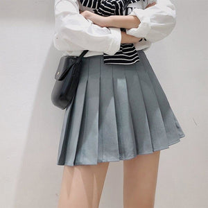 Fashion Solid Pleated Skirt Bluegrey Skirt / Xs(37-42Kg)