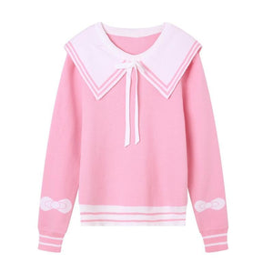 Fashion Sweet Bow Sailor Idea Tie Knitted Sweater Mp006032 Pink / One Size Sweatshirt