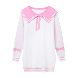 Fashion Sweet Bow Sailor Idea Tie Knitted Sweater Mp006032 White / One Size Sweatshirt
