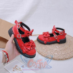 Flat Heel Lolita Shoes Summer Cute Pleather For Baby Kid Girl J52007 Red / 26
