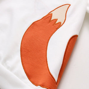 Fox With A Grass Embroidery Braid Tie Ears Hoodie J40028 Sweatshirt