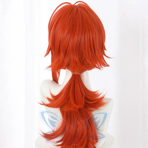 Game Genshin Impact Diluc Cosplay Wig Reddish Brown Long Hair C00375 Wigs