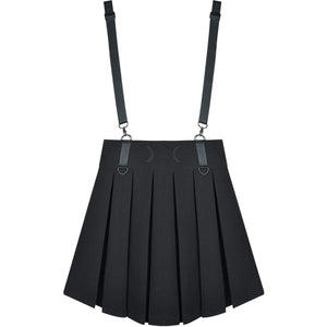 Ghost Girl Darkness Punk Shoulder Strap Pleated Skirt J40390 Black / S