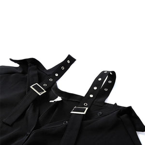 Gothic Buckle Belt Off The Shoulder Shirt Dress Mp006090