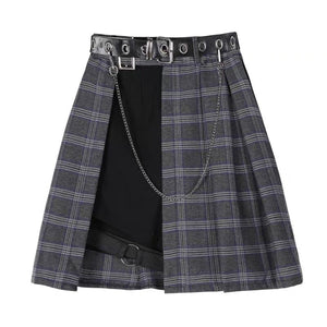 Gothic Irregular High Waist Plaid Skirt Mp006149 Dress