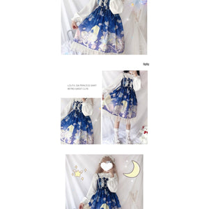Gradient Sky Print Ruffle Lolita Kawaii Dress Mp006257
